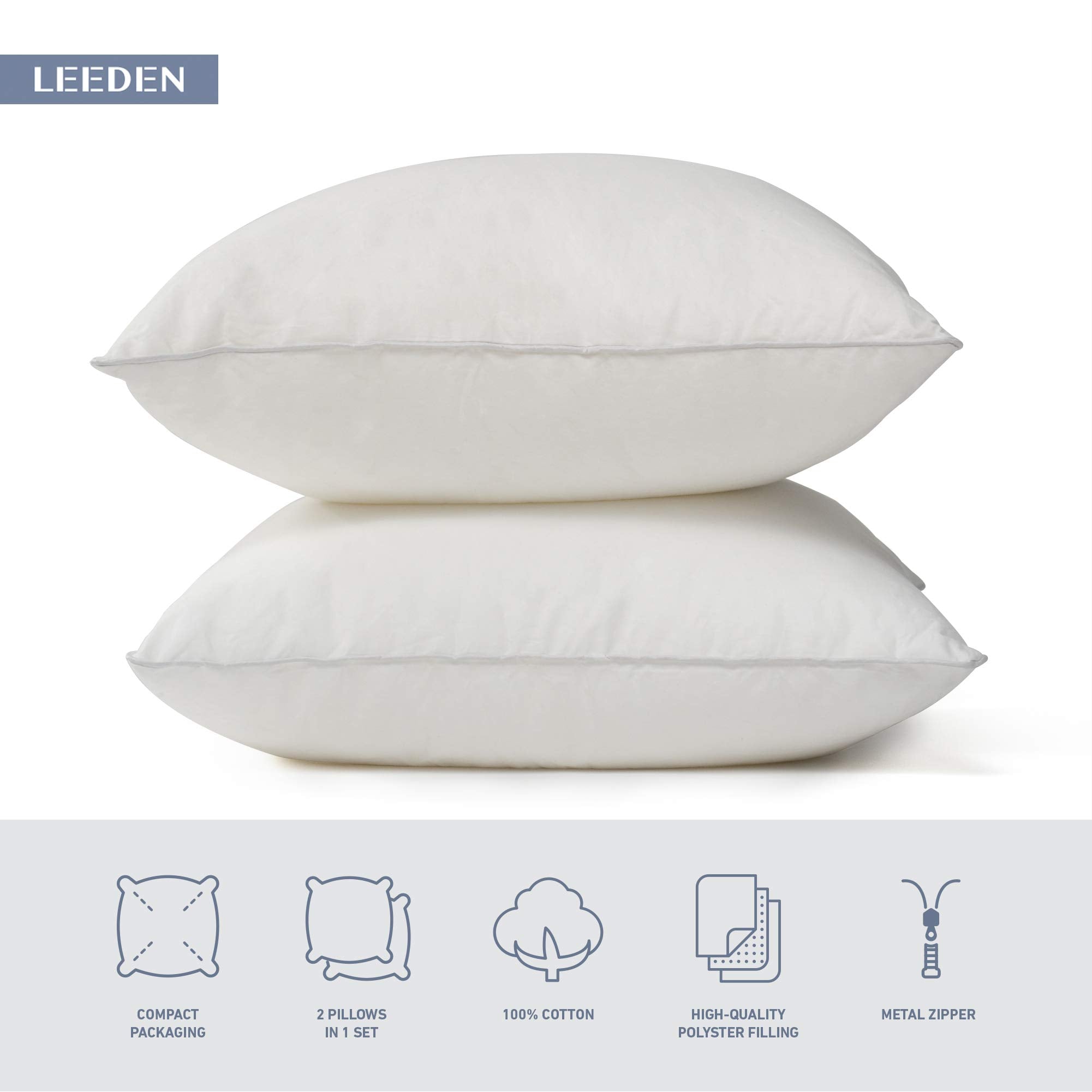 Leeden 22x22 pillow insert machine-washable fabric for hassle-free care.