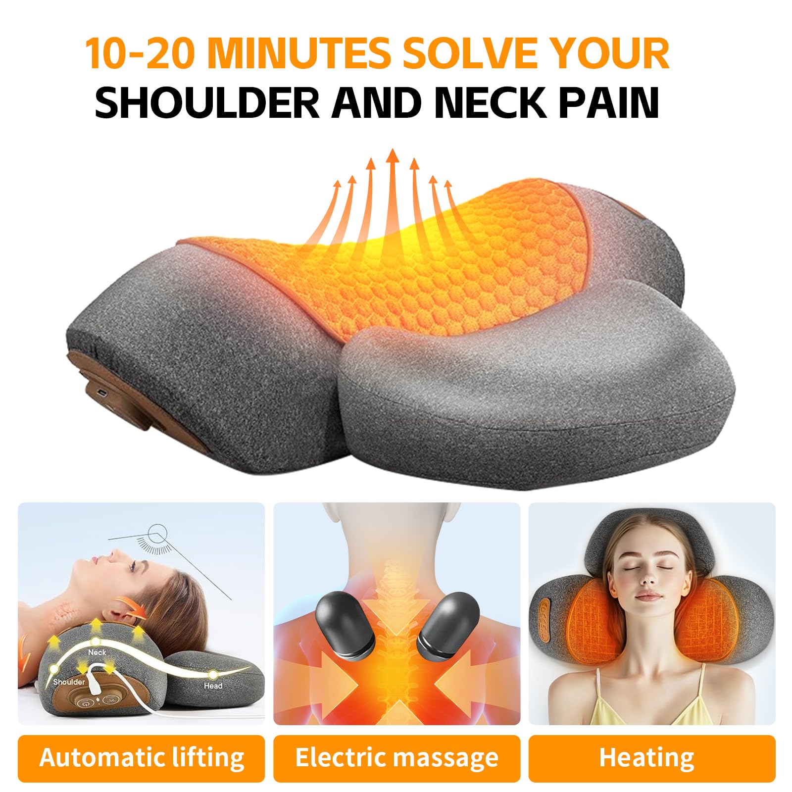 Leedpart massager pillow with airbag traction to gently stretch the neck.