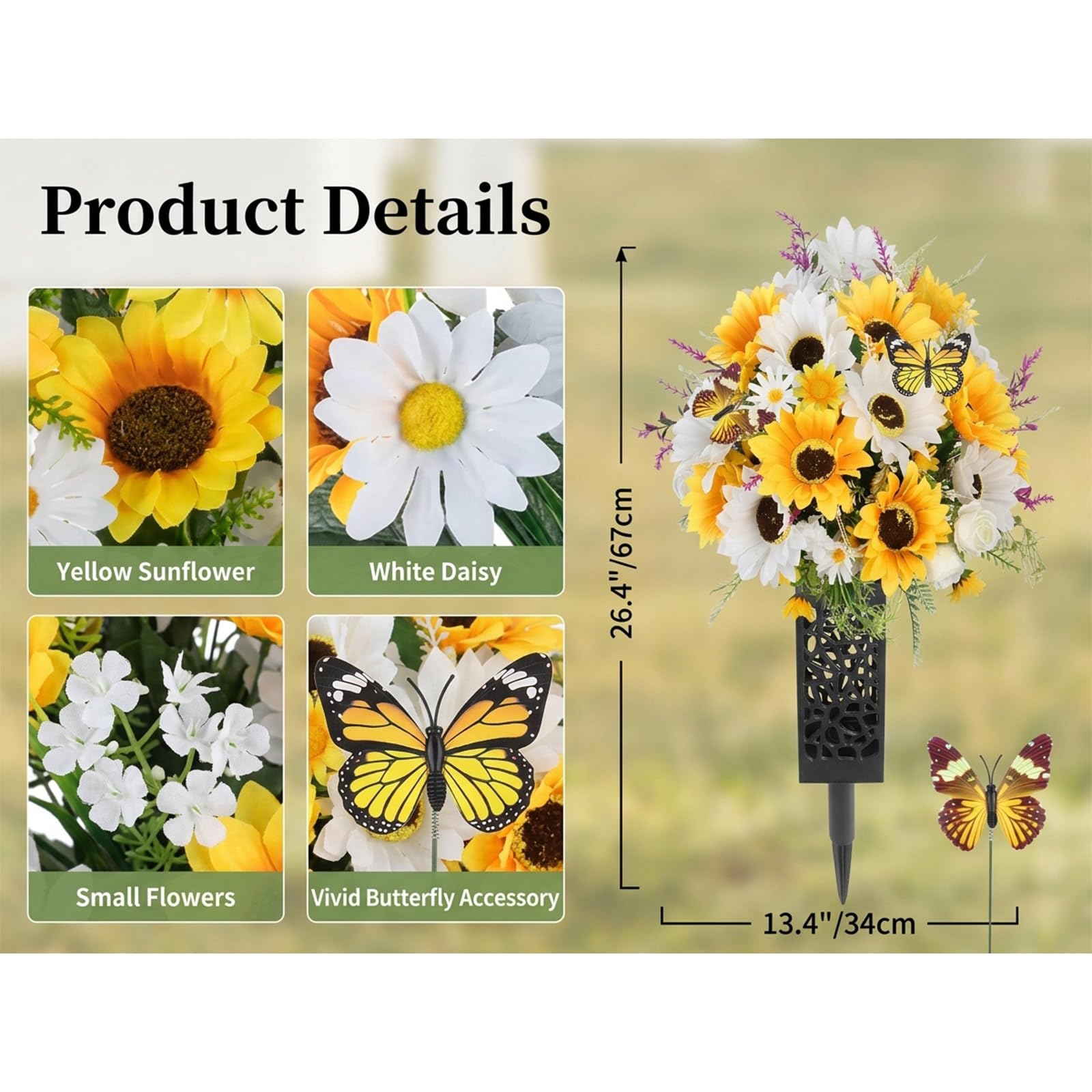 LELEE bouquet featuring sunflowers, roses, daisies, and lavender for memorial sites.