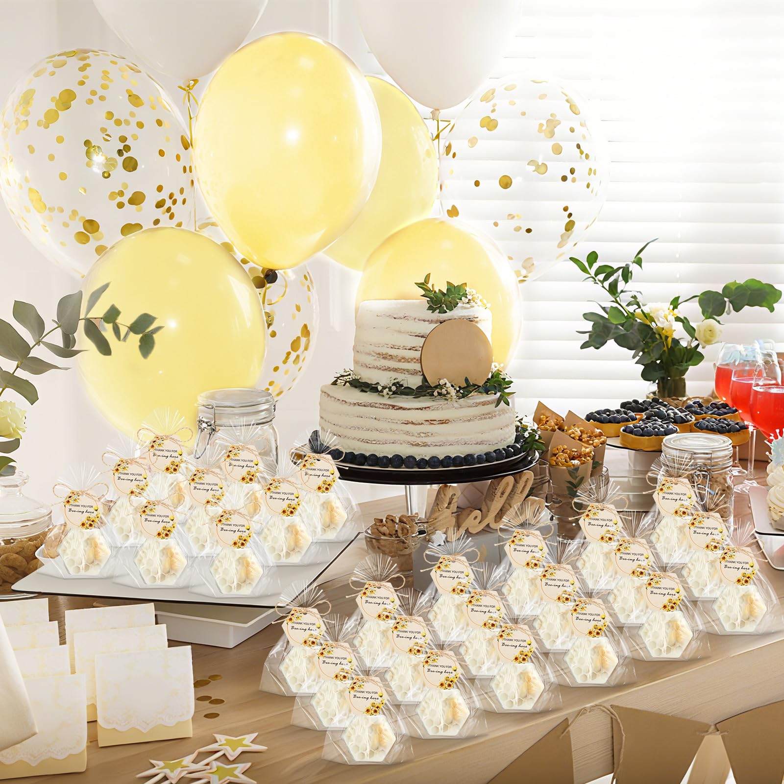 Leelosp gift bags with soaps for bee-themed favors