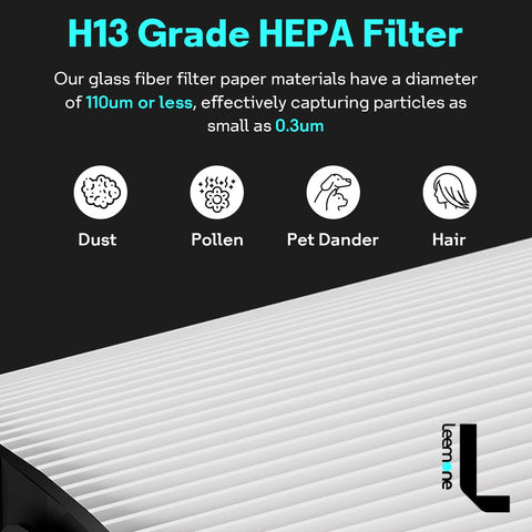Leemone activated carbon detail emphasizes odor absorption from cooking and pets.