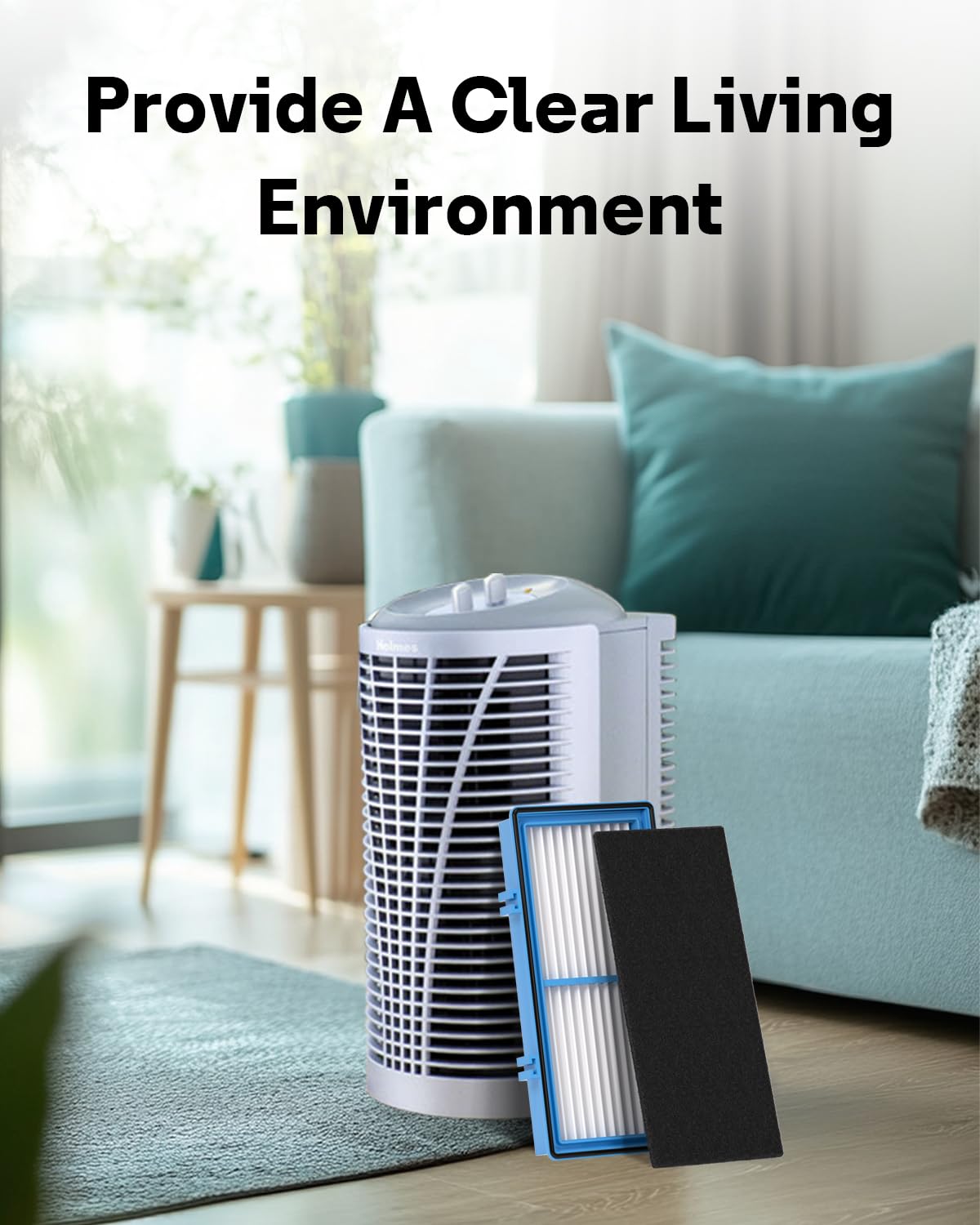 Leemone Aer1 replacement visual in a purifier showing refreshed air potential.