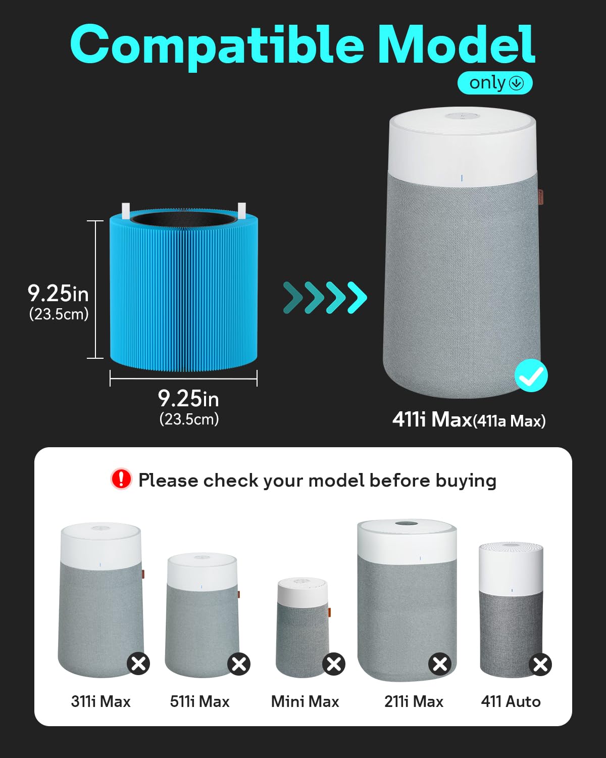Leemone Blue Pure 411a Max replacement filter fits Blueair purifiers and enhances air freshness.