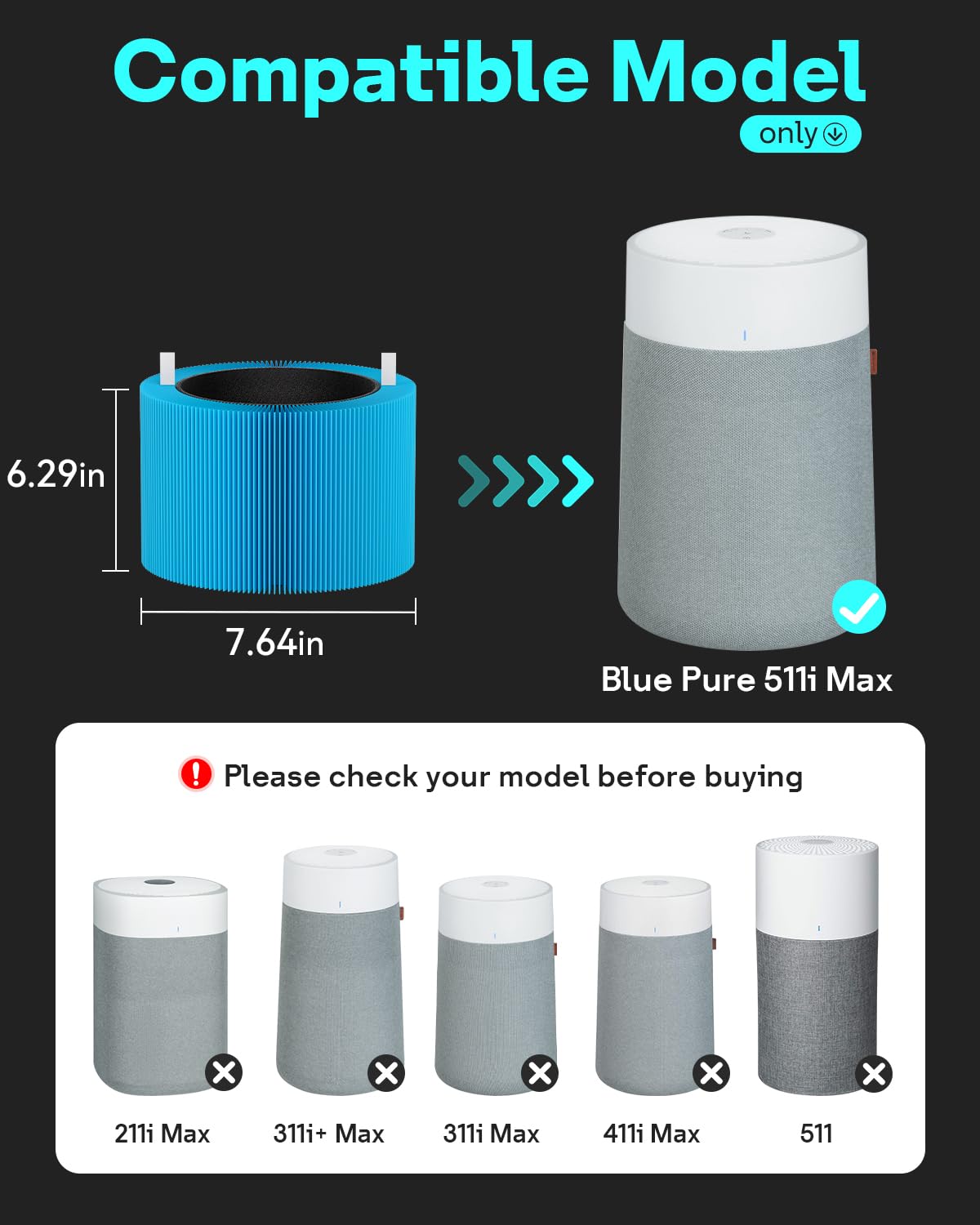 Leemone Blue Pure F5MAX compatibility filter close-up for easy replacement.