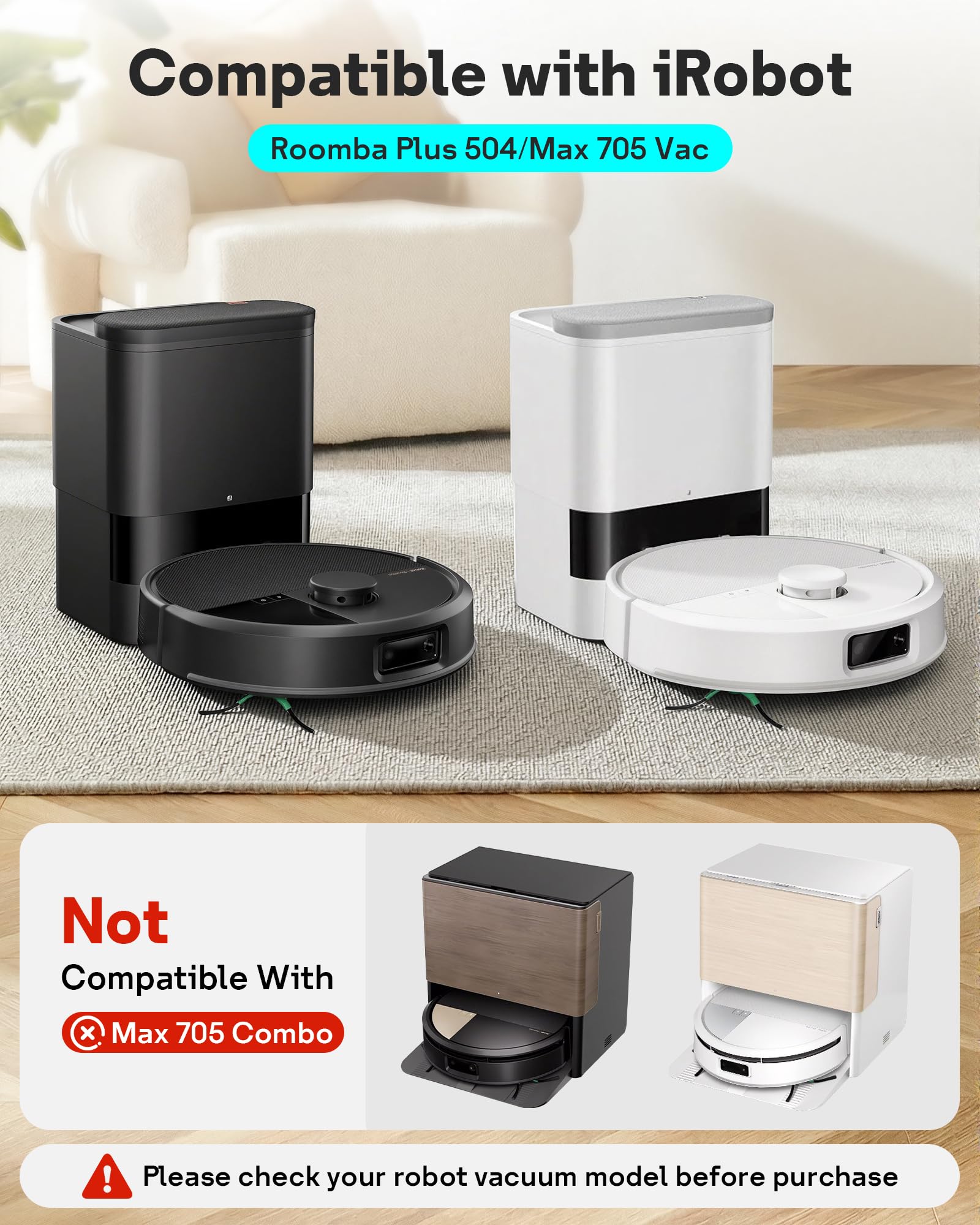 Leemone Roomba Max705 side brushes reach edges and corners for thorough cleaning