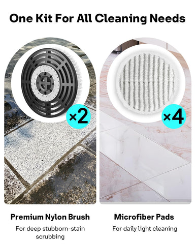 Leemone deep-clean sequence uses nylon brushes then microfiber pads.