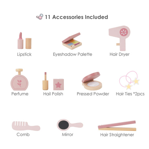 Leeshyah Kids Vanity Set includes 11 accessories for endless pretend makeup moments