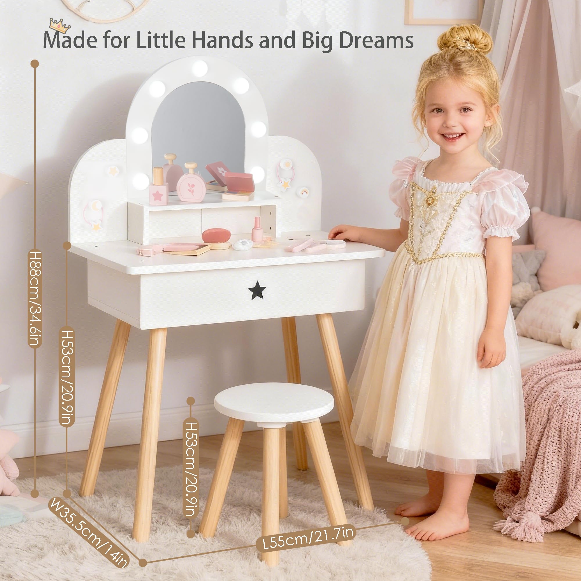 Leeshyah Kids Vanity Set showcasing durable rounded edges for kid-tough play