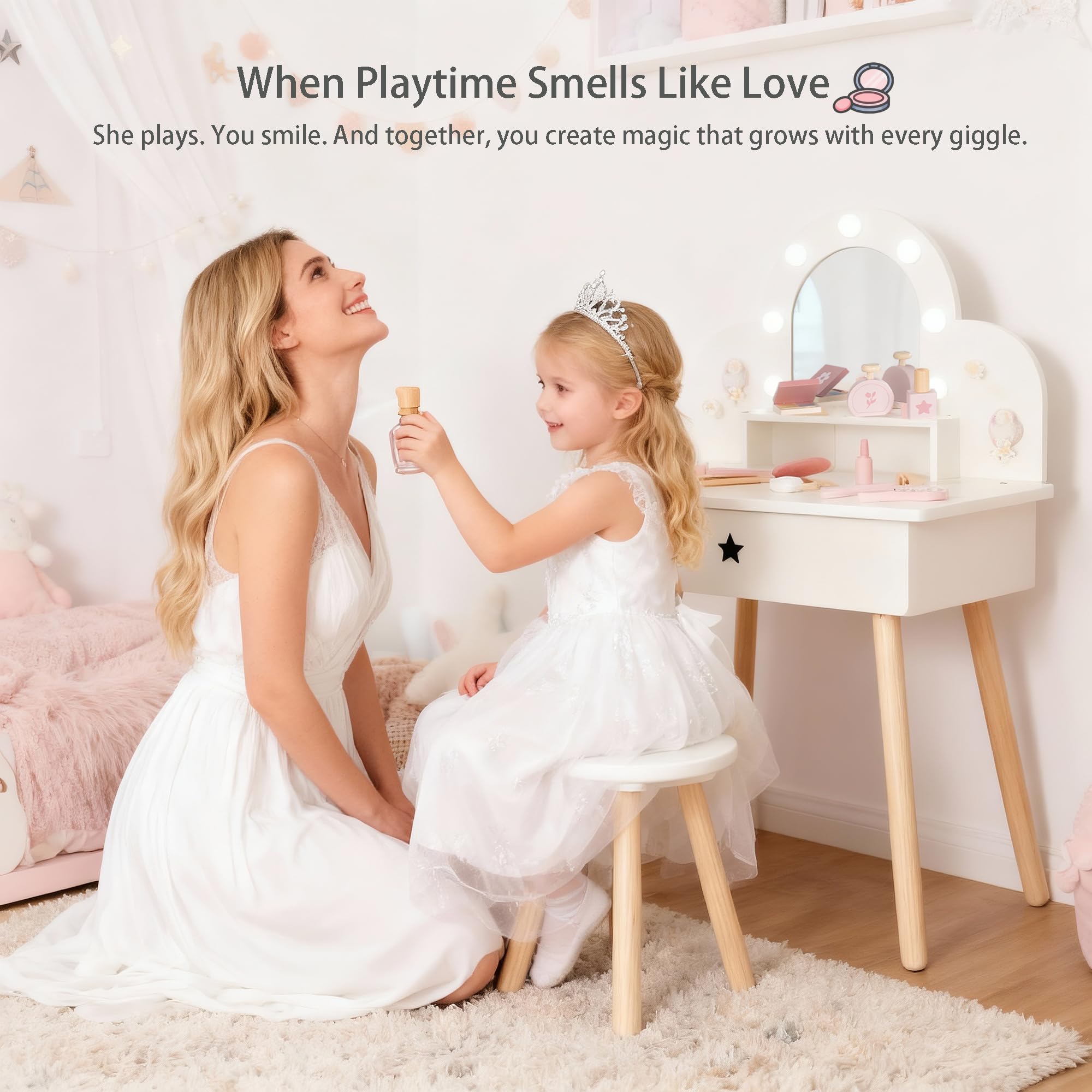 Leeshyah Kids Vanity Set is toddler-sized for independent dressing up