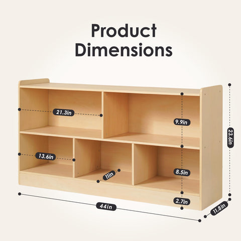 Leeshyah wooden toy shelf in a corner setup as a room divider option.