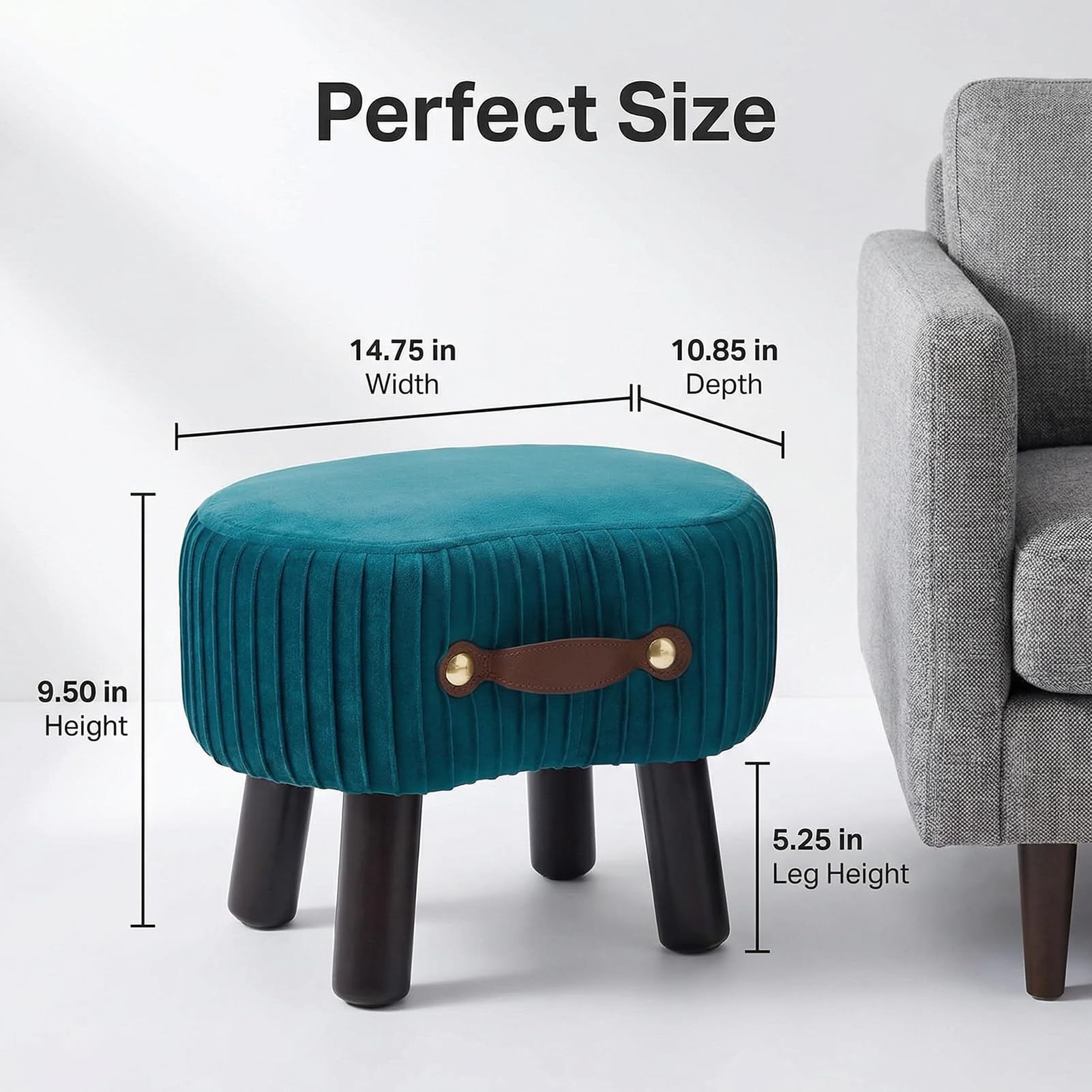 Leesingdo curved footstool with wooden legs adds sturdy stability and style.