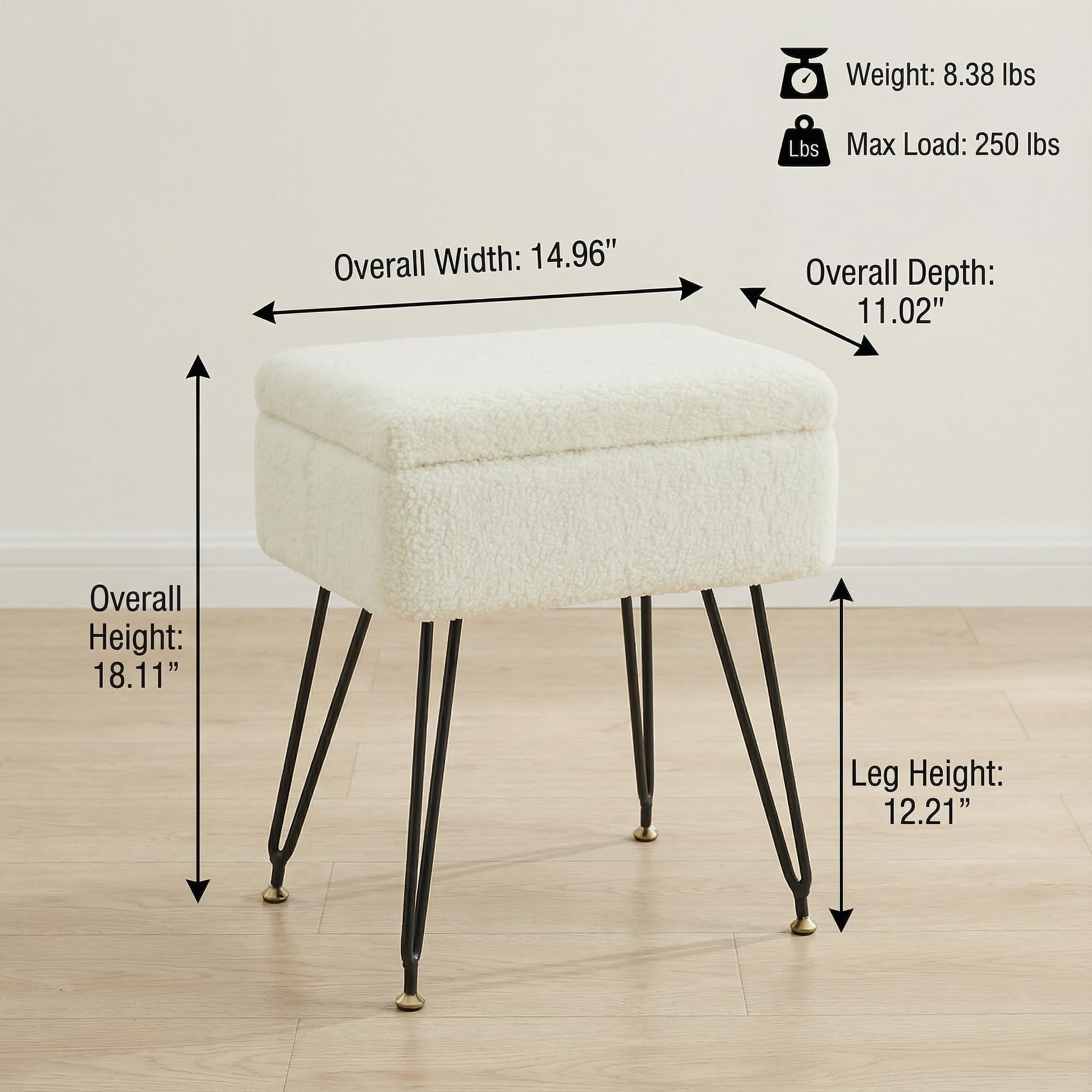 Leesingdo vanity stool with adjustable-height legs fits various desks.