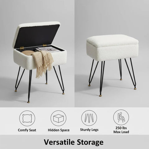 Leesingdo vanity stool features faux teddy fur for plush comfort.