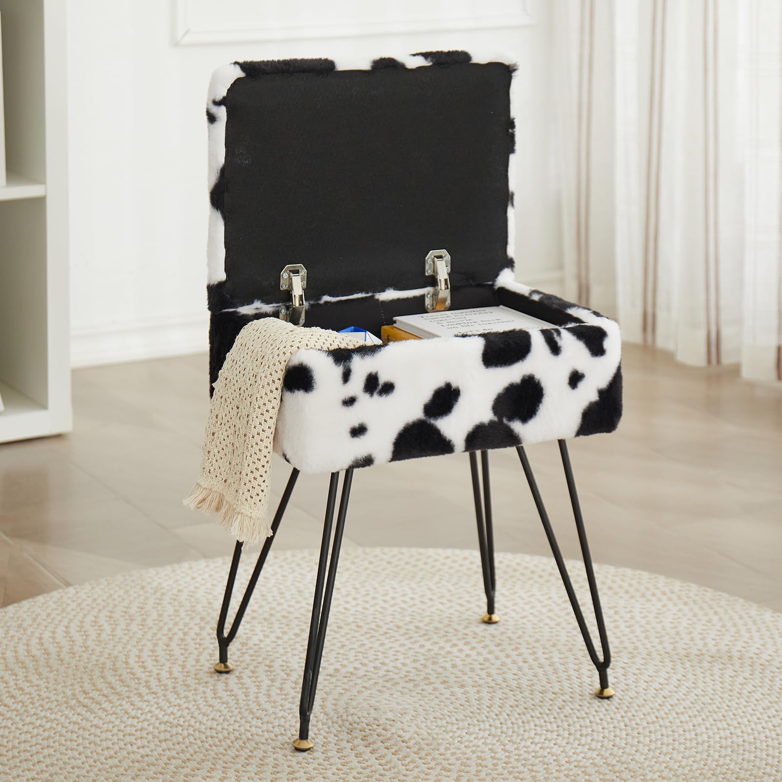 Leesingdo vanity stool with flip-top storage for organized essentials