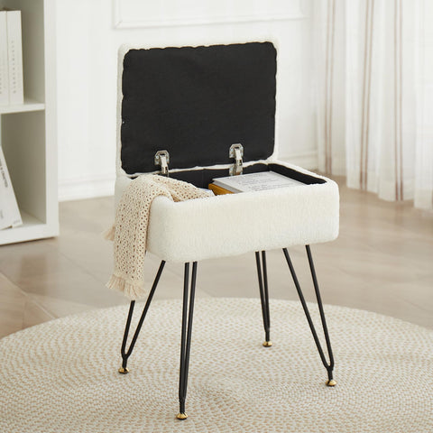 Leesingdo vanity stool with flip-top storage keeps daily essentials organized.