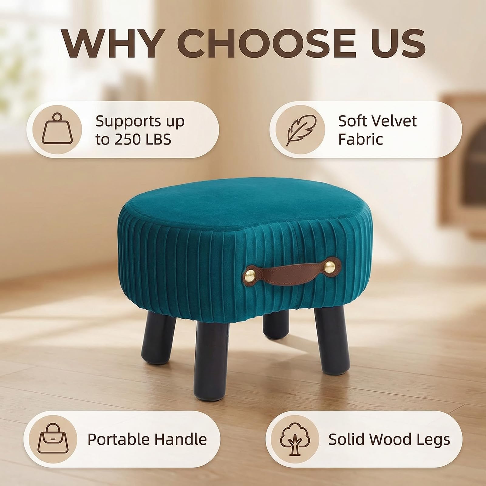 Leesingdo velvet ottoman seat padding delivers plush support during long work sessions.