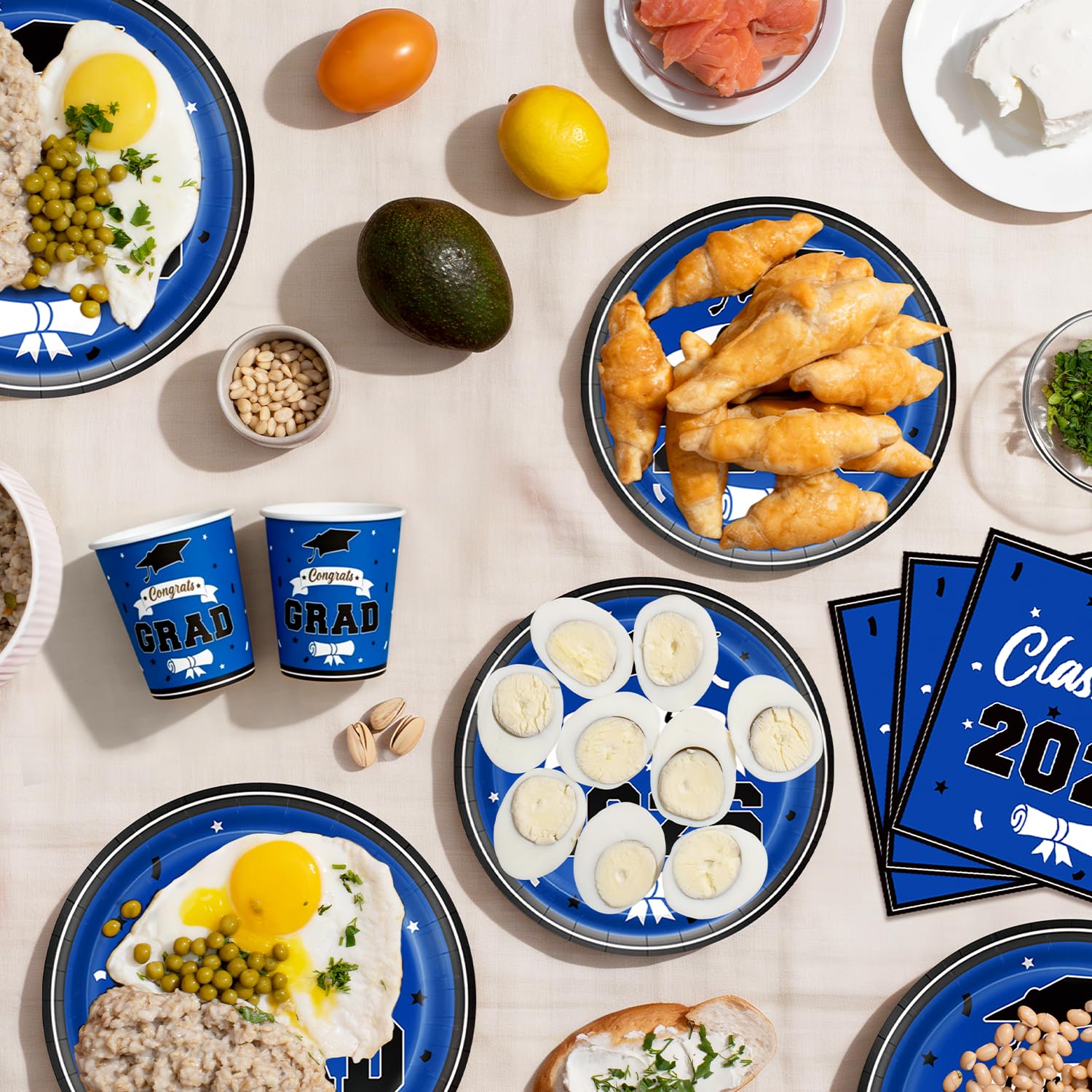 Leetous blue paper cups provide mess-free serving and hydration.
