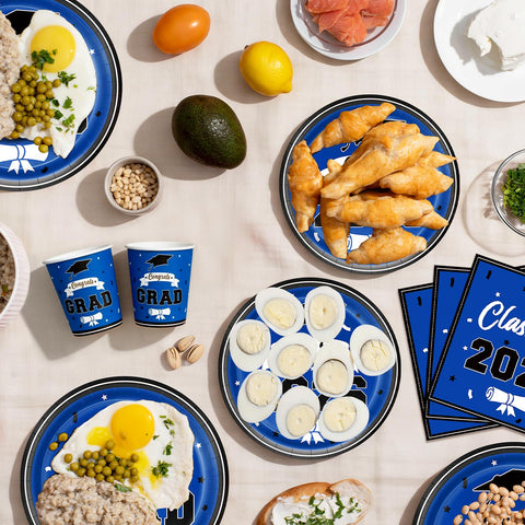 Leetous blue paper cups provide mess-free serving and hydration.