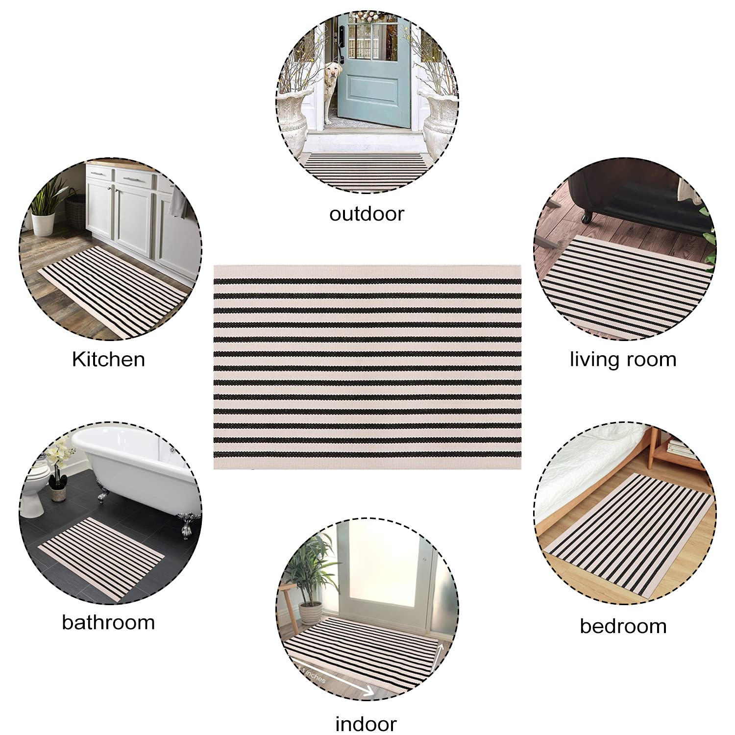 LEEVAN Cotton woven bathroom rug showing soft and absorbent texture.