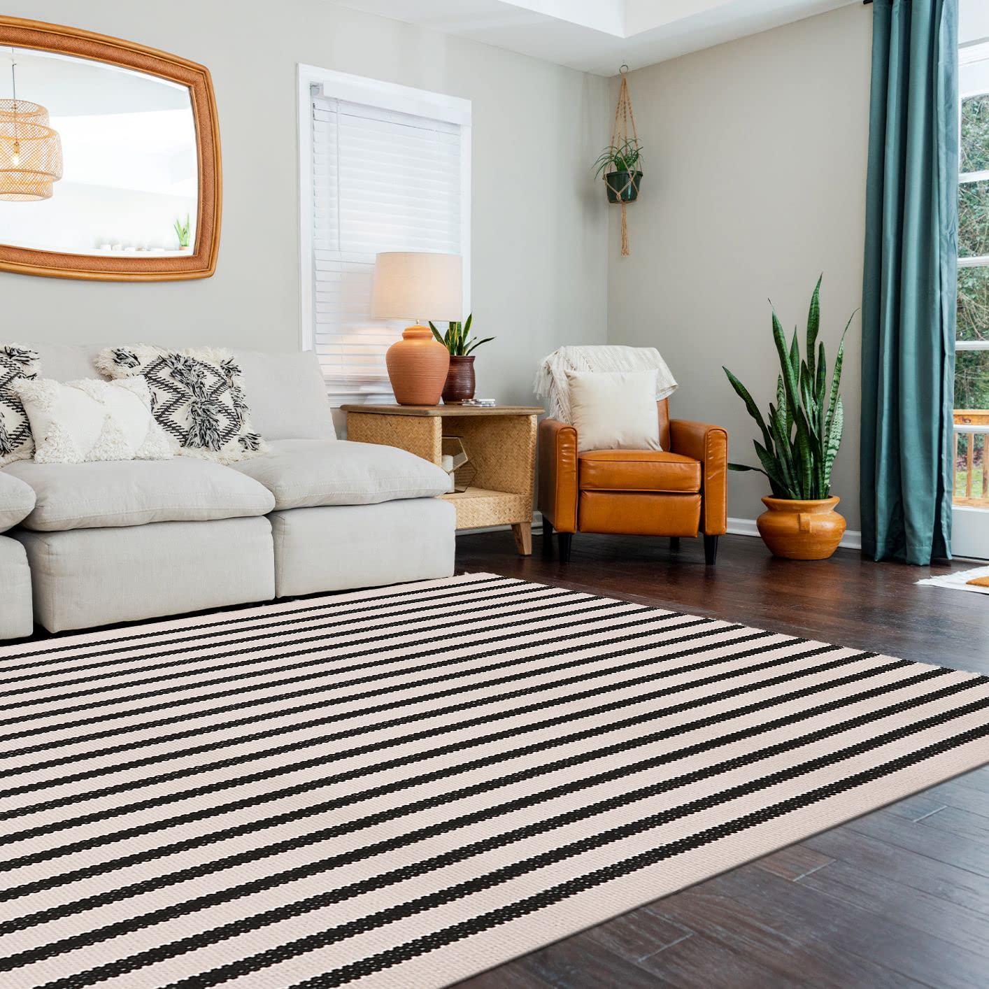 LEEVAN front-door decor stripe rug for a stylish welcome.