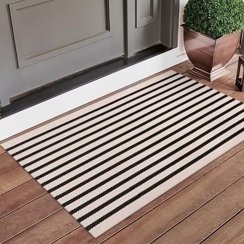 LEEVAN Washable Proch Rug cotton weave with anti stain performance for busy doors.