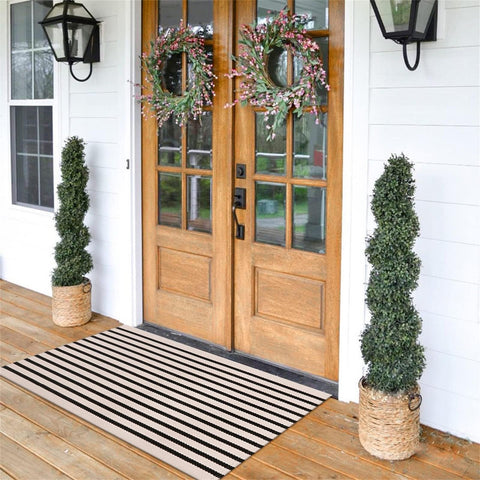 LEEVAN Washable Proch Rug entryway setup with soft texture for guests.