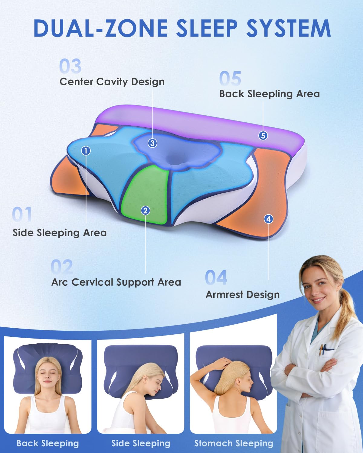 Cooling cover on Leewjed pillow with breathable fabric for temperature control