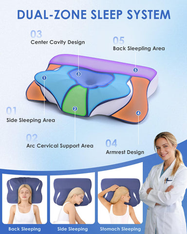 Cooling cover on Leewjed pillow with breathable fabric for temperature control