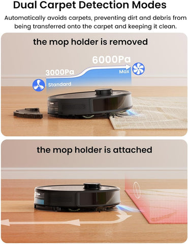 Lefant M2 Plus carpet detection with auto boost for deep cleaning.