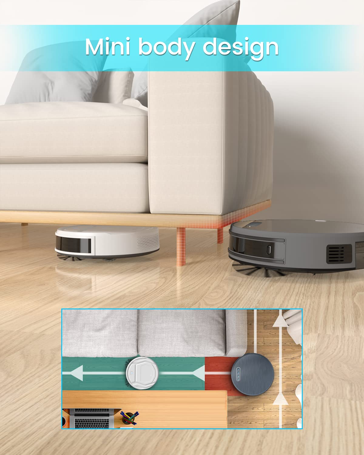 Lefant M210 Pro three suction levels for different surfaces.