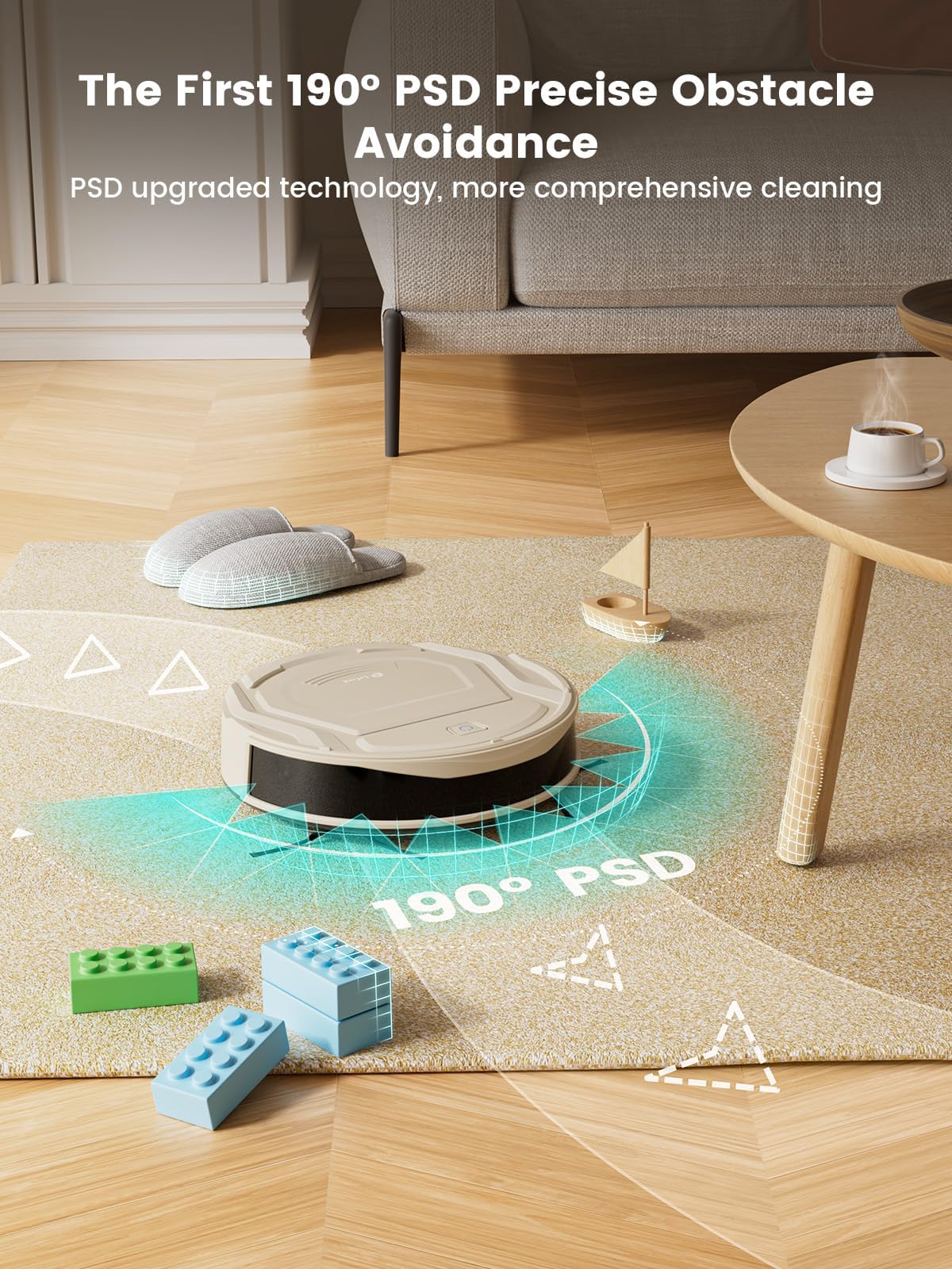 Lefant M210 Pro cleans edges for complete room coverage.