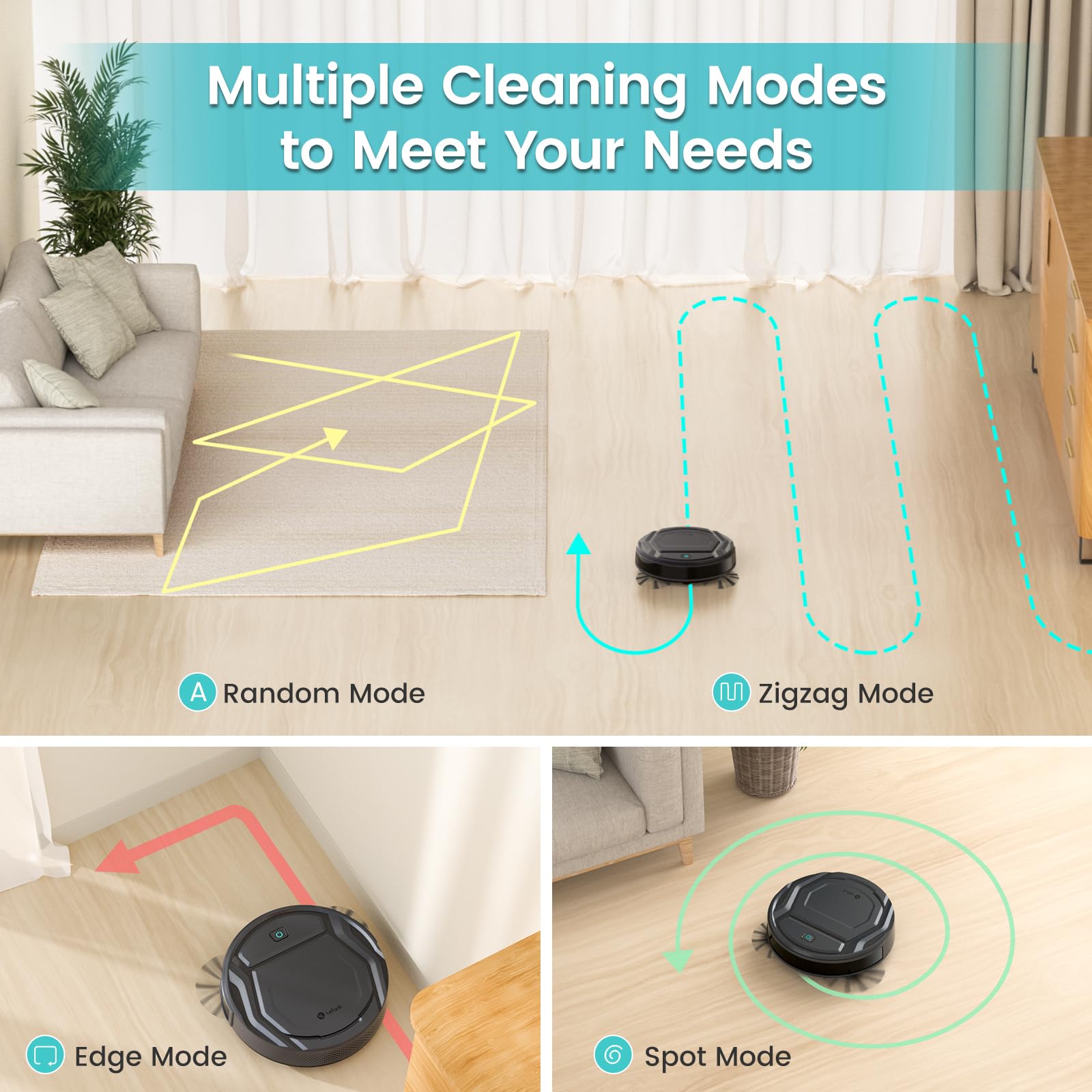 Lefant M210 navigates under furniture for thorough coverage.