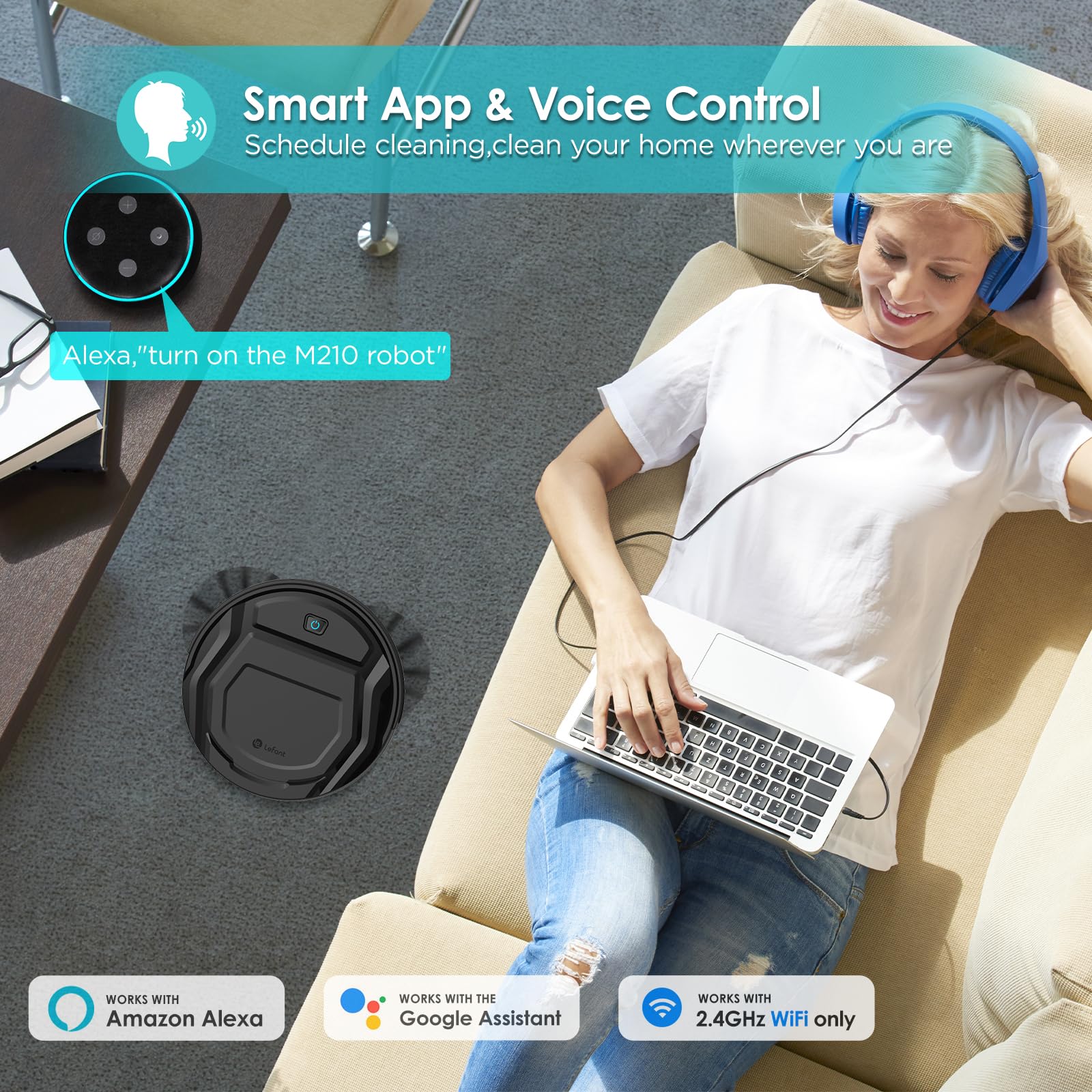 Lefant M210 voice-control compatibility with Alexa and Google Assistant.