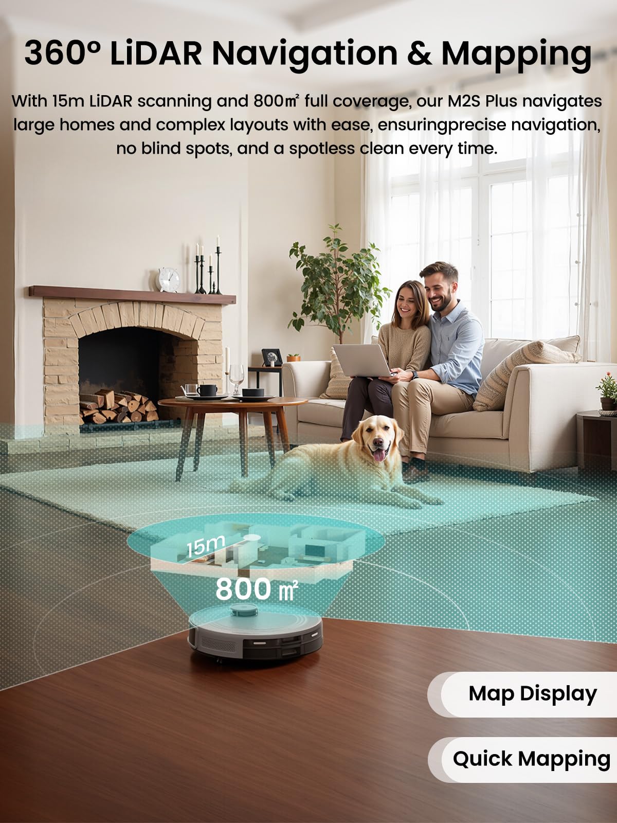3-in-1 cleaning: sweeping, vacuuming, and mopping.