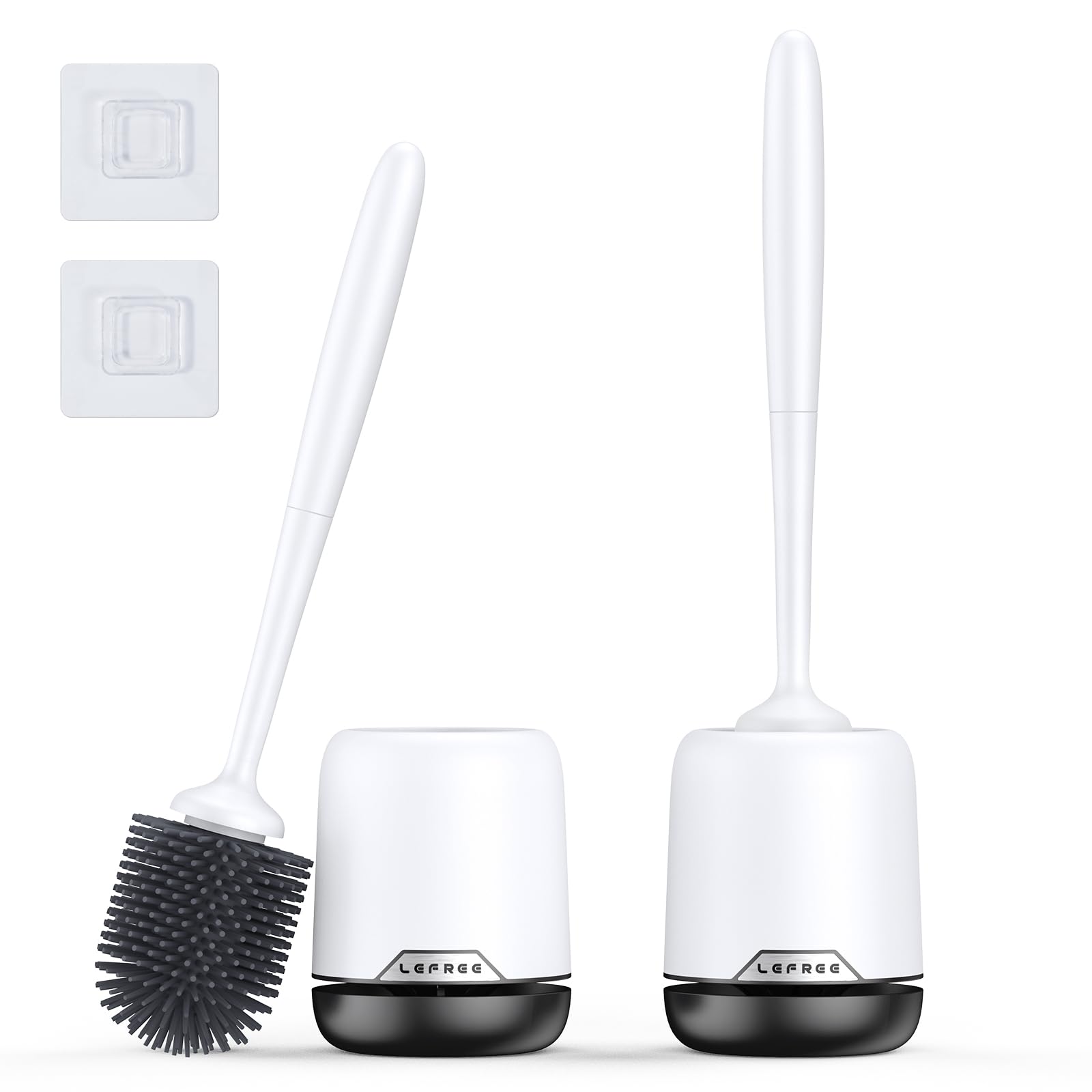Lefree 2-pack silicone toilet brush set with holder for a cleaner bathroom routine