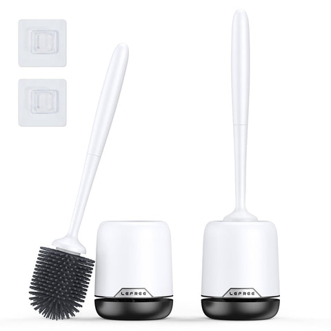 Lefree 2-pack silicone toilet brush set with holder for a cleaner bathroom routine