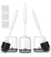 Lefree 3 pack toilet brush with silicone head for safe scratch free cleaning