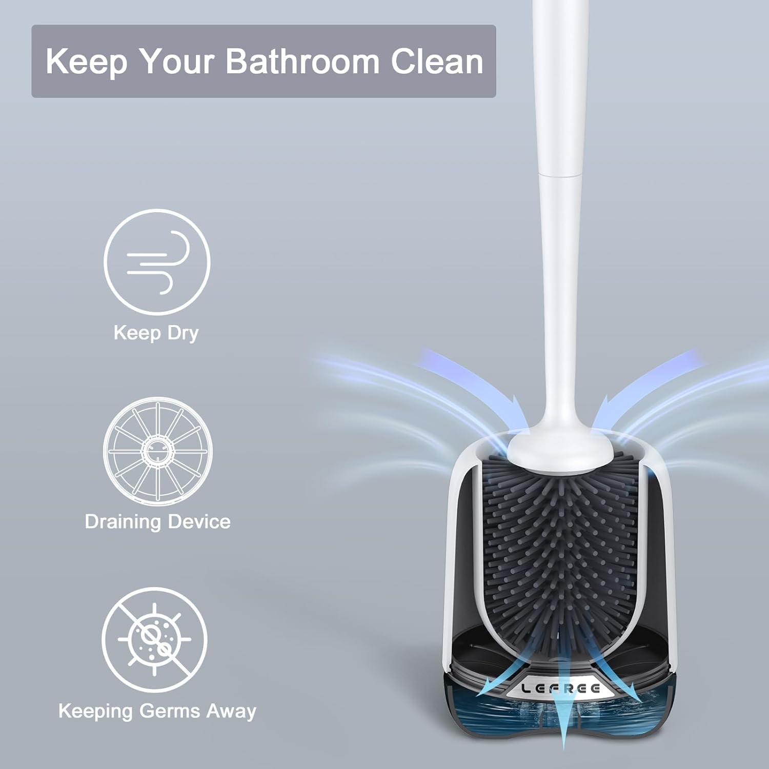 Detachable base design promotes drying and easy maintenance