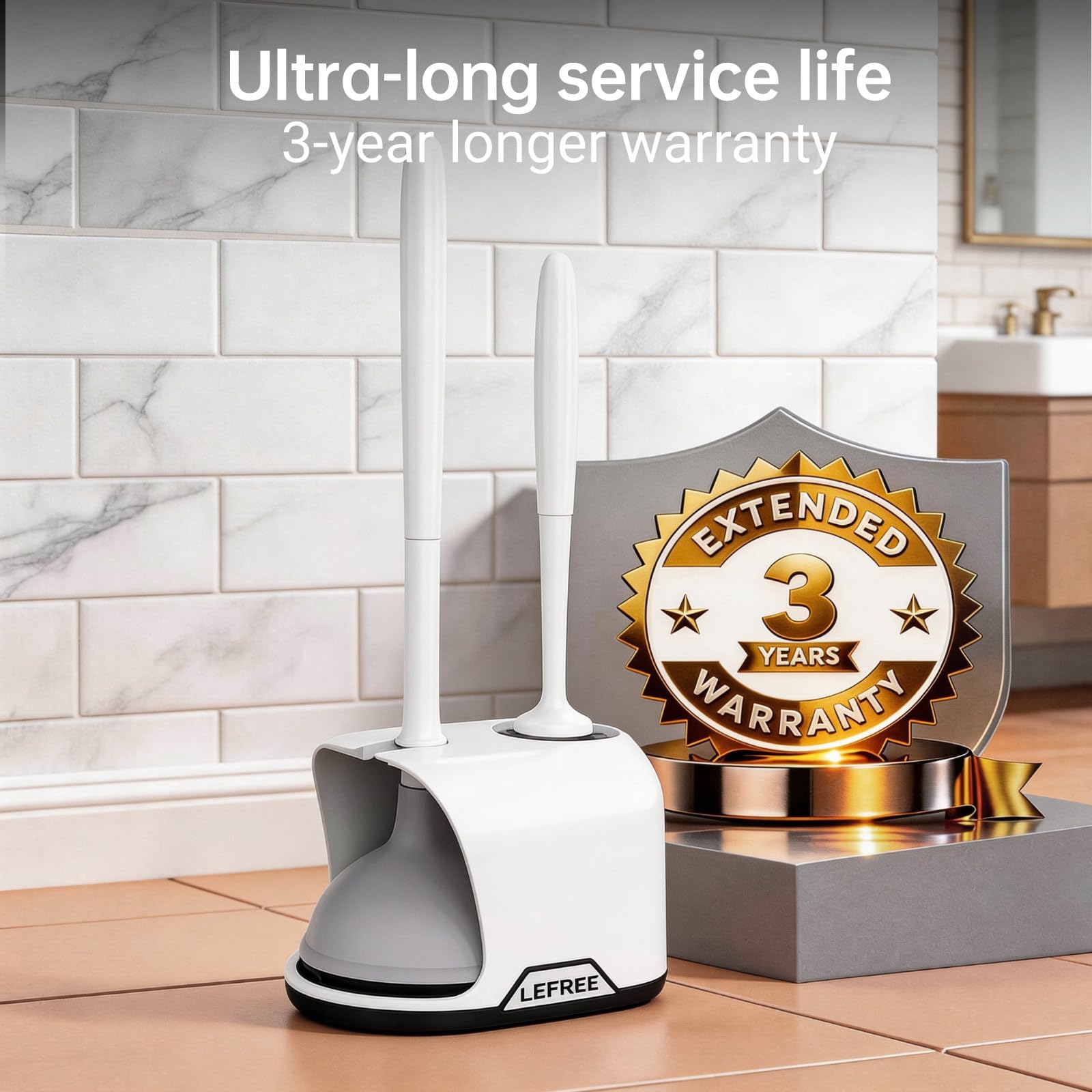 Lefree toilet brush with silicone bristles for gentle cleaning.