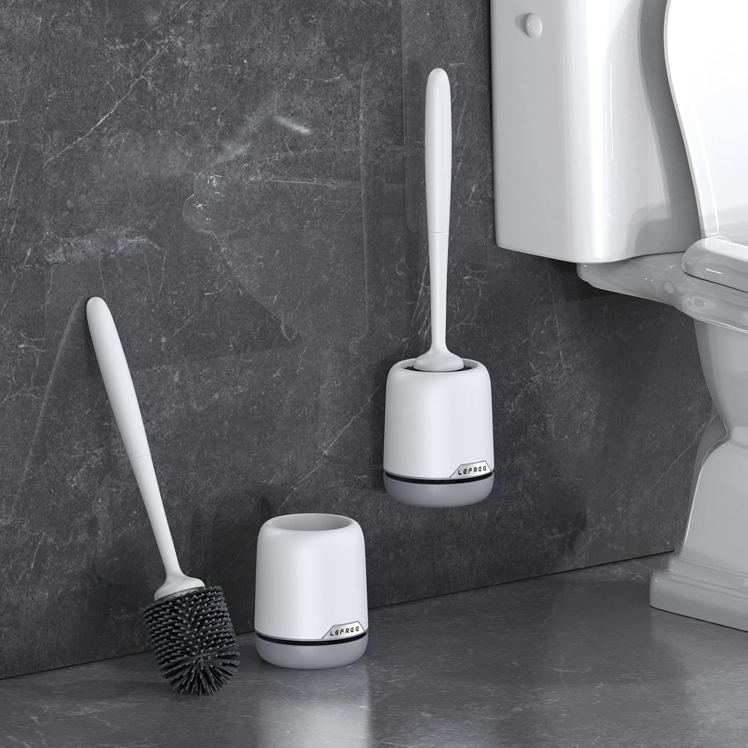 Lefree ventilated holder keeps the brush dry and odor-free.