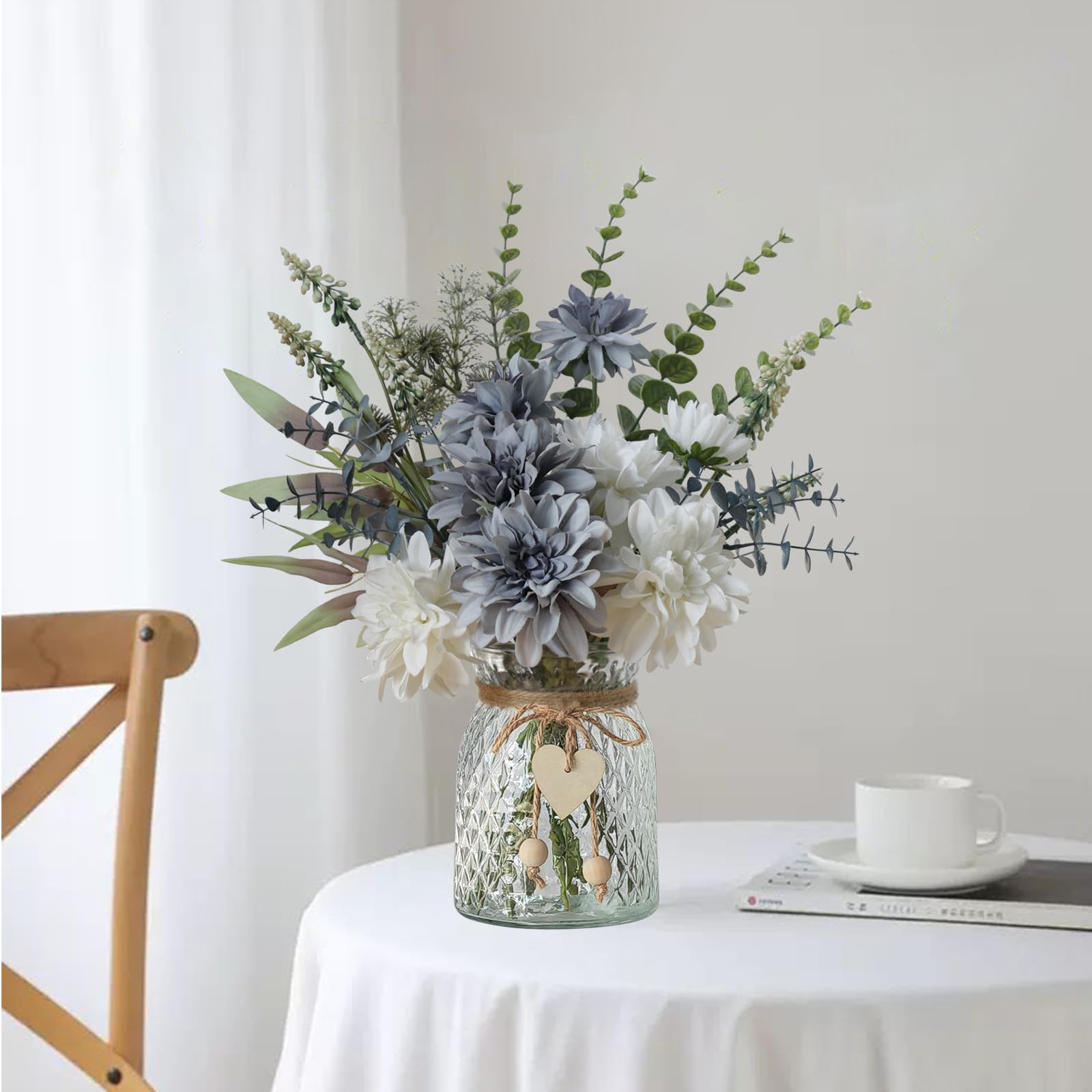 Leftover faux dahlia bouquet decor complements modern and vintage interiors.