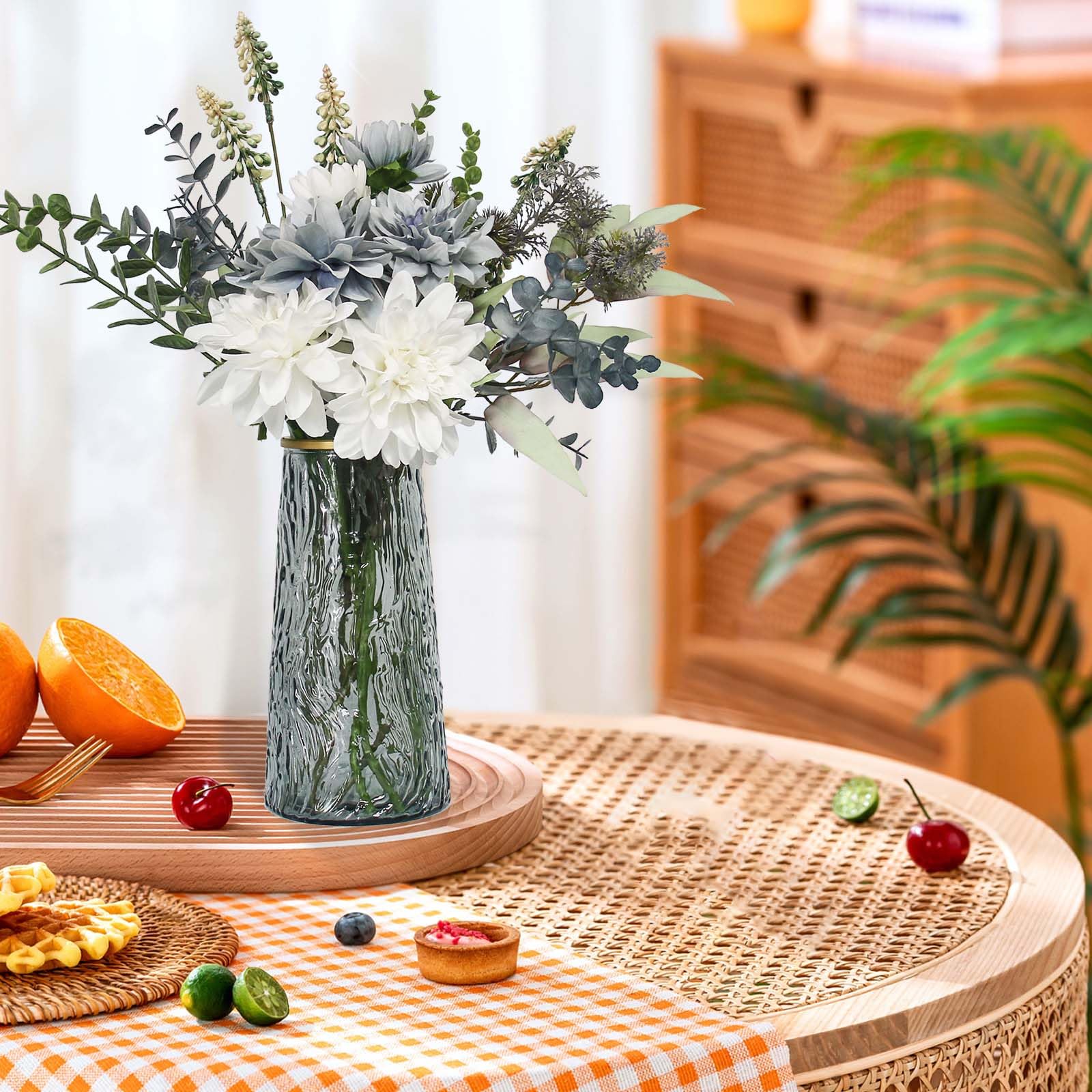 Leftover fake flowers dining table centerpiece adds color with minimal upkeep