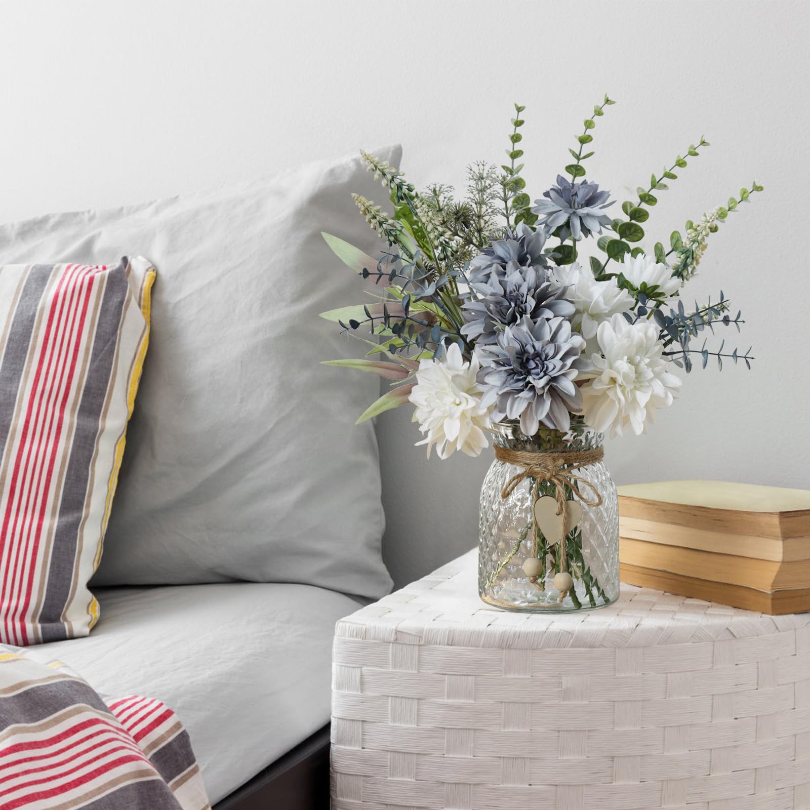 Leftover artificial flowers for dining tables create a welcoming ambiance.