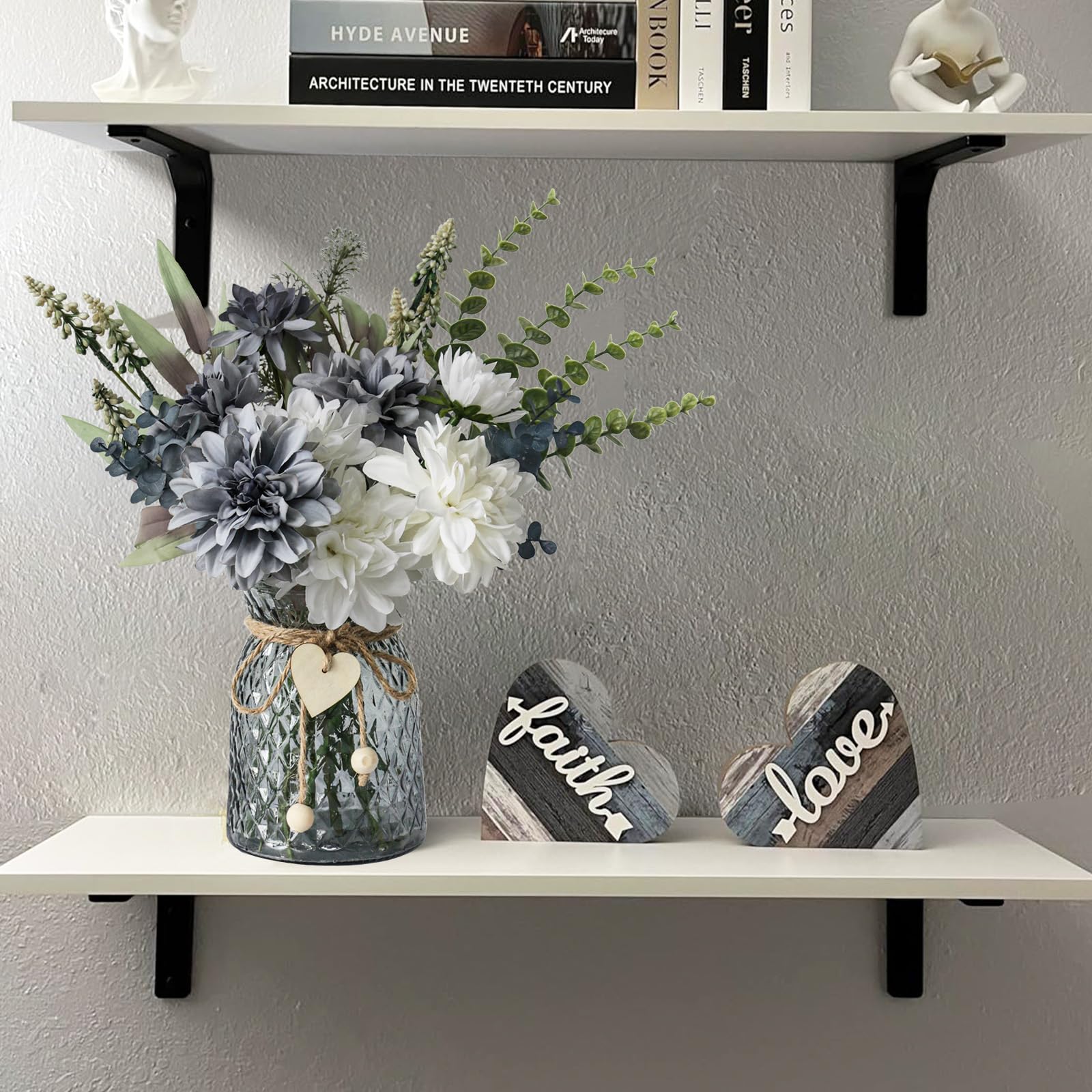 Leftover wooden flower holder complements natural wood accents in decor