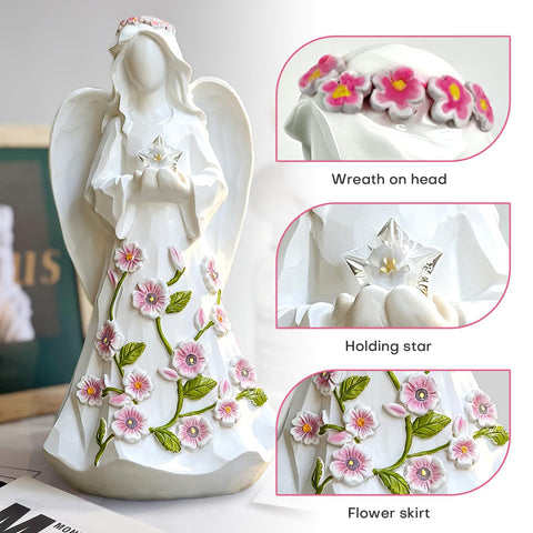 LEGIFO 8.6-inch angel figurine with timer for energy efficiency.
