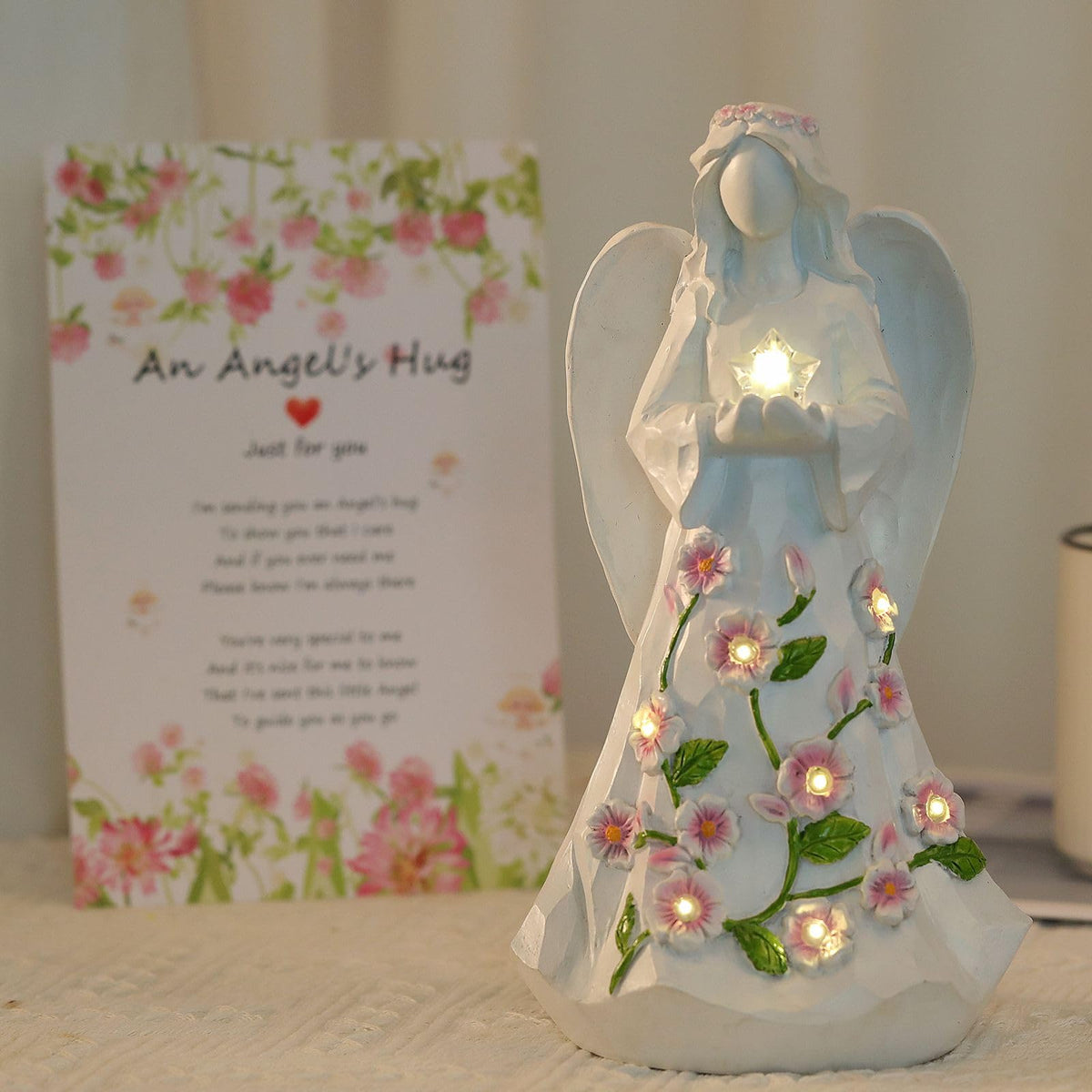 LEGIFO Guardian Angel figurine glows softly to light your bedside.