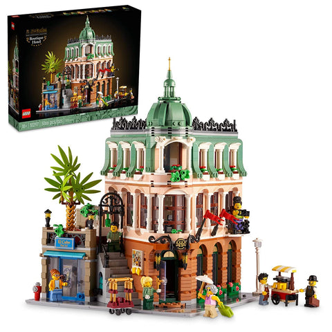 LEGO Icons Boutique Hotel guest rooms interior display for adult collectors.