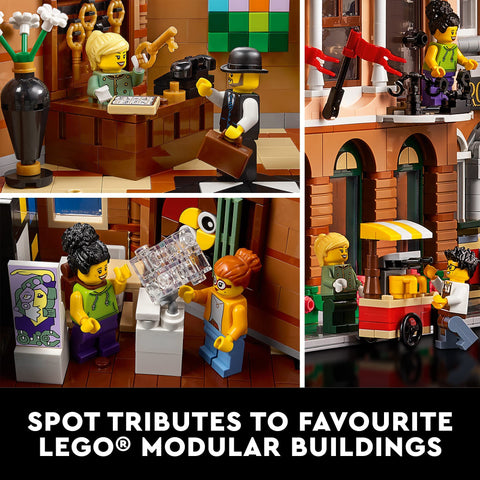 LEGO Icons Boutique Hotel terrace with dome, ideal for diorama displays.