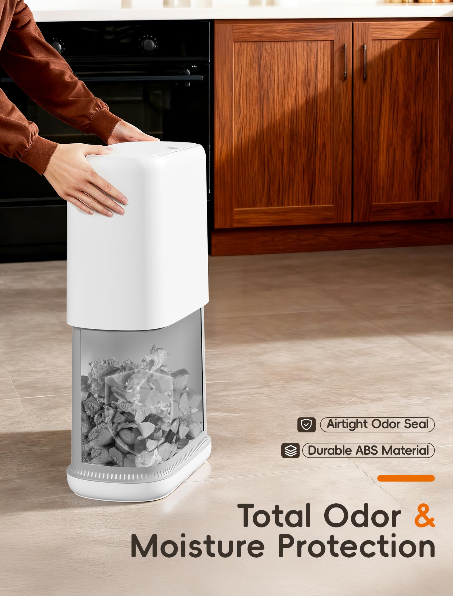LEGUO durable bathroom trash can with smooth surface for quick cleaning.