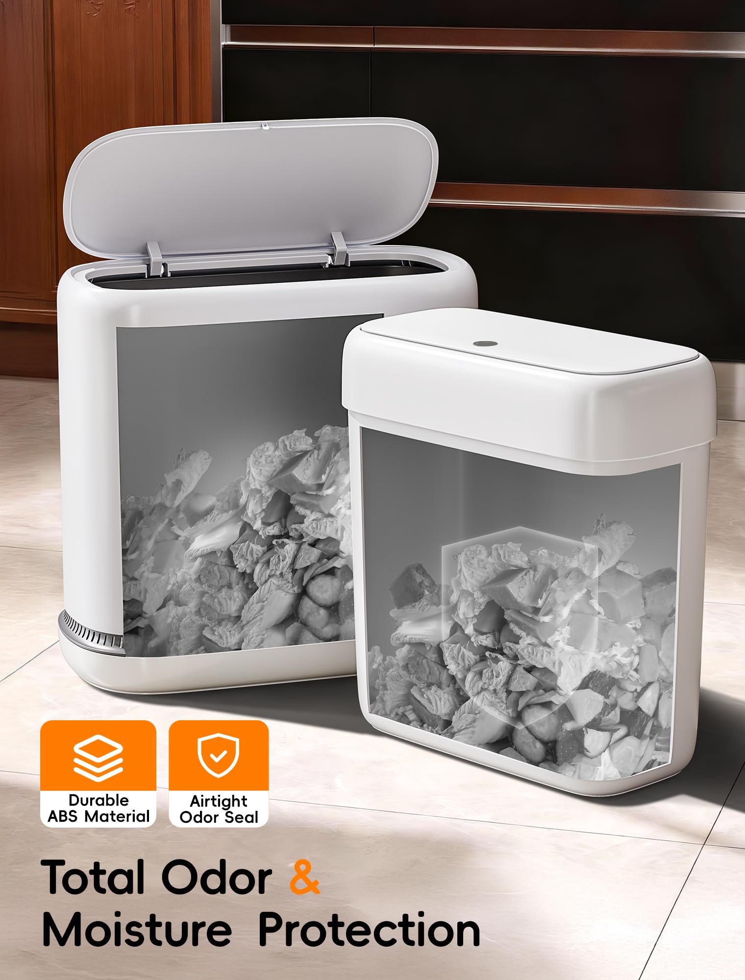 LEGUO trash can with lid provides odor control in compact spaces